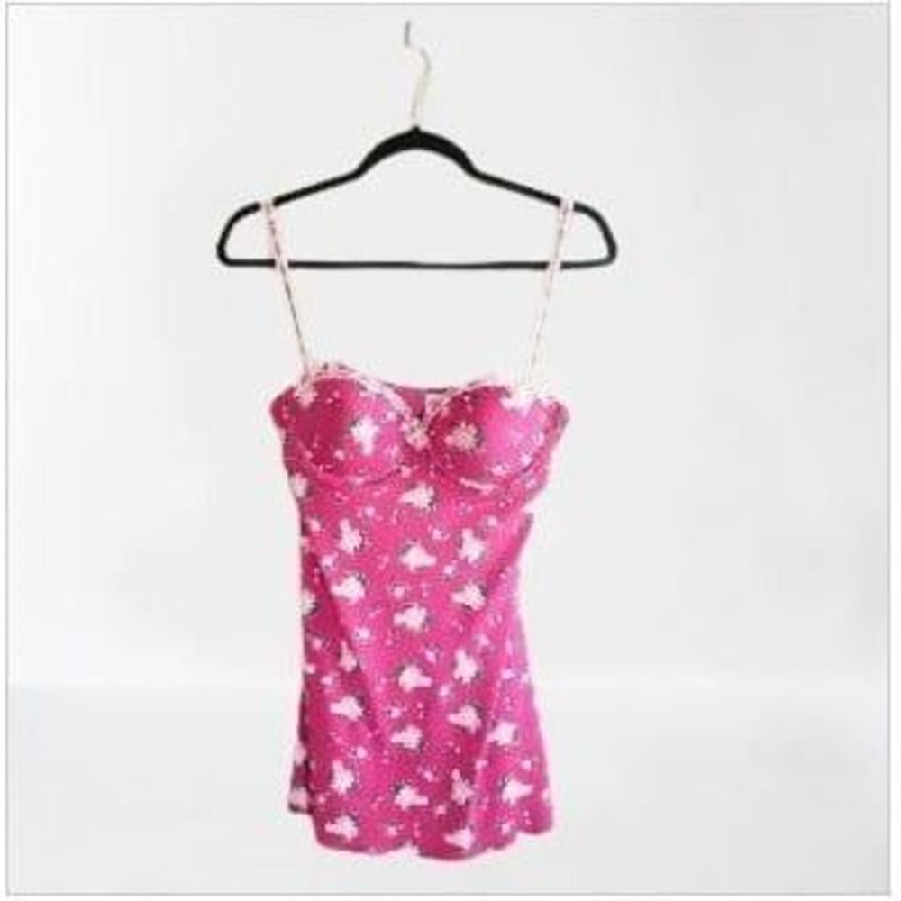 Jessica Simpson Womens Teddy Pink M Floral Padded Underwire Sexy Baby Doll